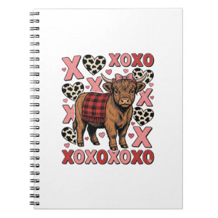 Cute Highland Cow XOXO Valentine Vintage Shirt Des Notebook