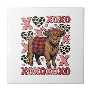 Cute Highland Cow XOXO Valentine Vintage Shirt Des Tile