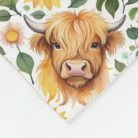 Cute Highland Cows & Yellow Sunflower Flowers