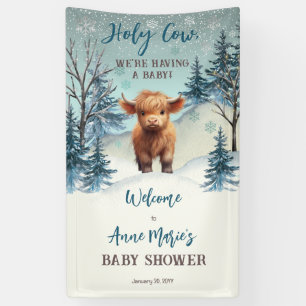 Cute Highland Holy Cow Winter Baby Shower Banner