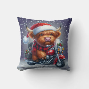 Cute Highland motor Christmas Cow  Cushion