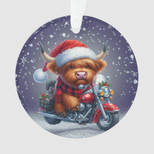 Cute Highland motor Christmas Cow Ornament