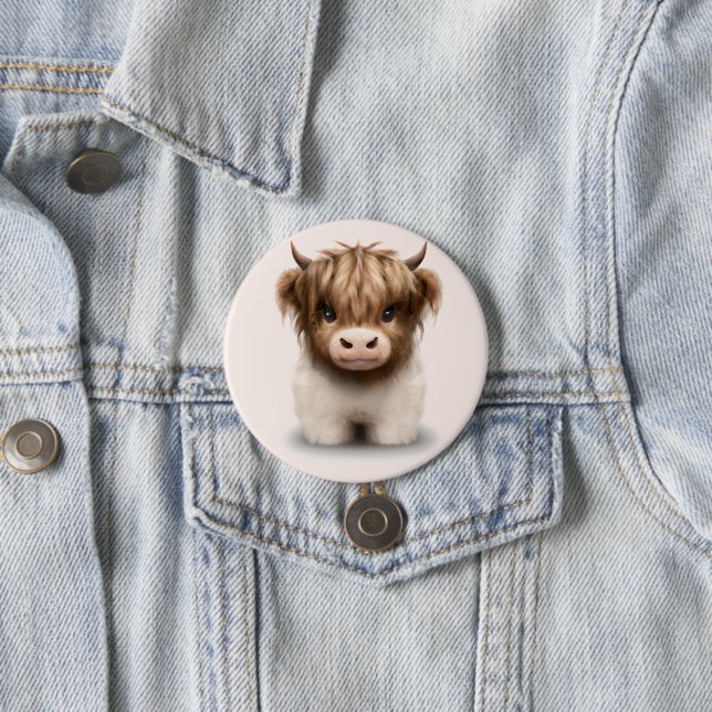 Cute Highlands Scottish Cow 7.5 Cm Round Badge (In Situ)