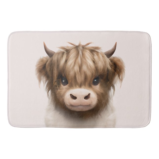 Cute Highlands Scottish Cow Bath Mat (Front)
