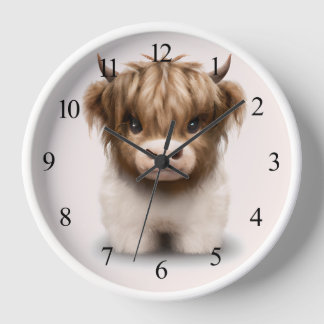 Cute Highlands Scottish Cow Clock