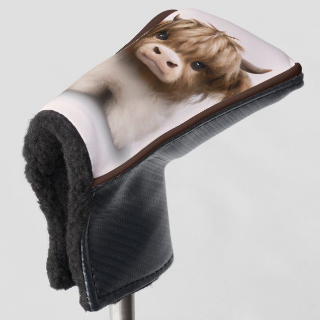 Cute Highlands Scottish Cow Golf Head Cover (3/4 Front)