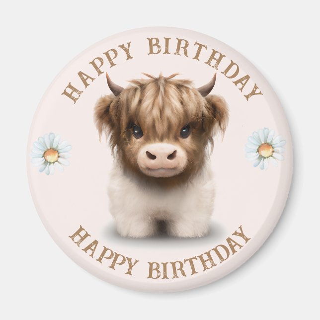 Cute Highlands Scottish Cow Magnet (Front)