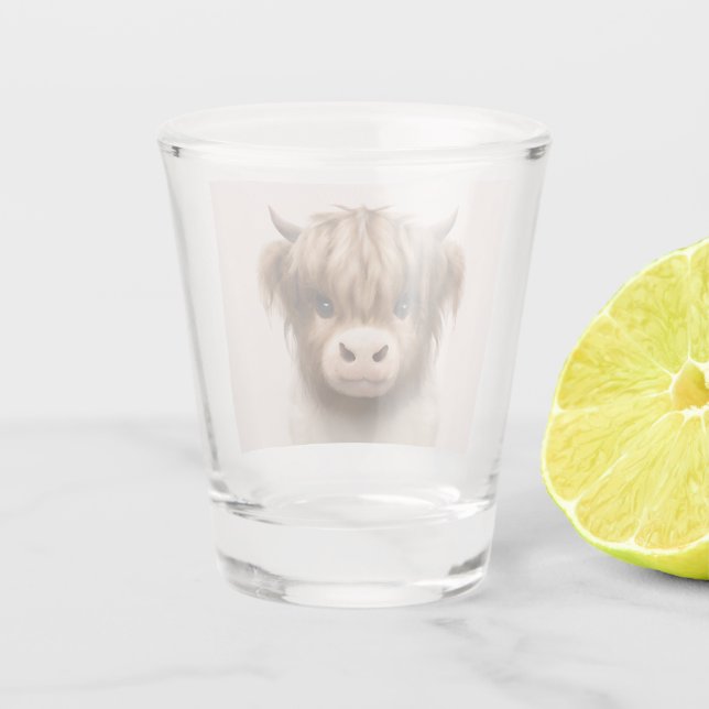 Cute Highlands Scottish Cow Shot Glass (Back)