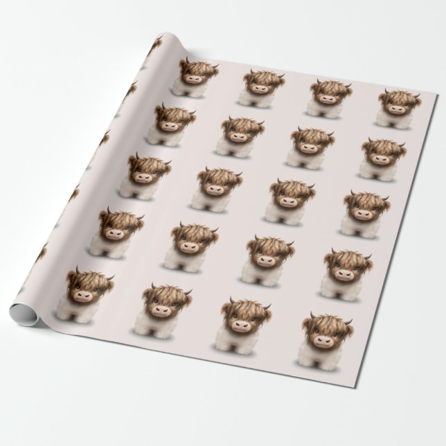Cute Highlands Scottish Cow Wrapping Paper (Unrolled)