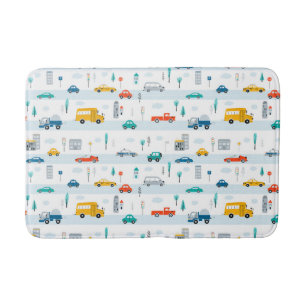 Cute Highway Vehicle Pattern Bath Mat