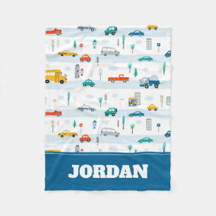 Cute Highway Vehicle Pattern Fleece Blanket