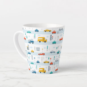Cute Highway Vehicle Pattern Latte Mug