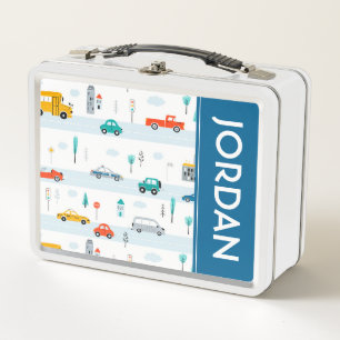 Cute Highway Vehicle Pattern Metal Lunch Box