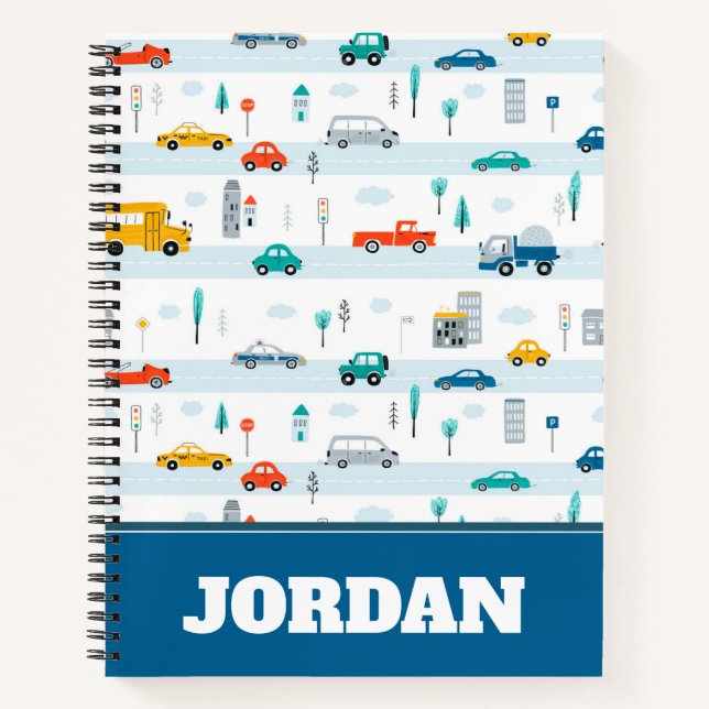 Cute Highway Vehicle Pattern Notebook (Front)