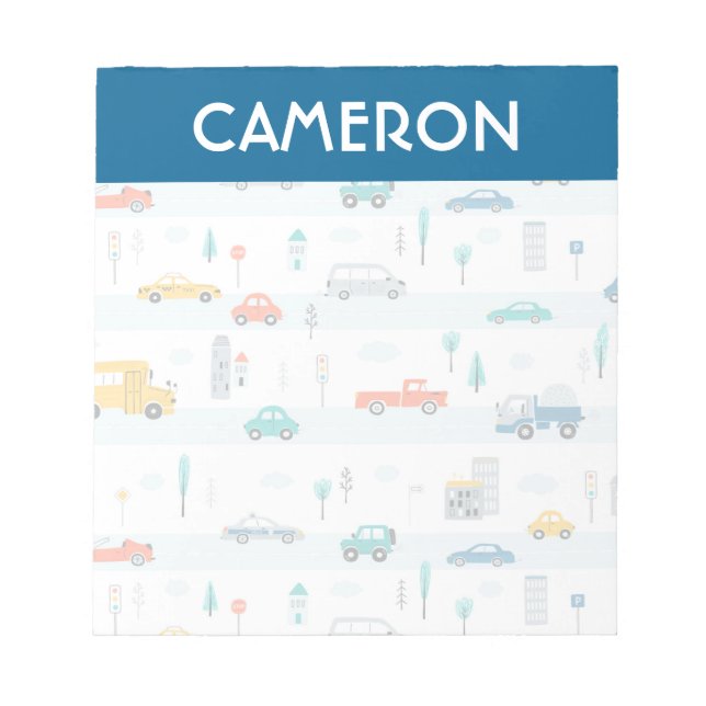 Cute Highway Vehicle Pattern Notepad (Front)