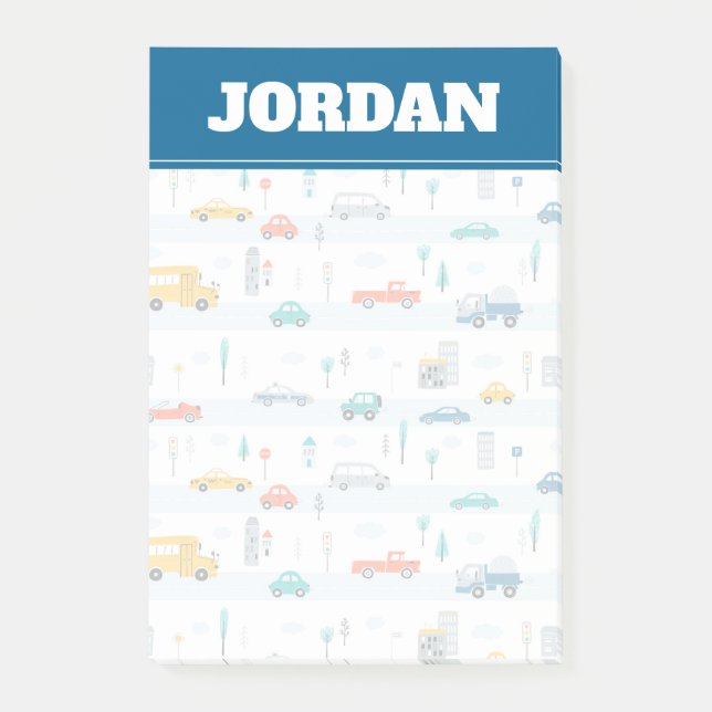 Cute Highway Vehicle Pattern Post-it Notes (Front)