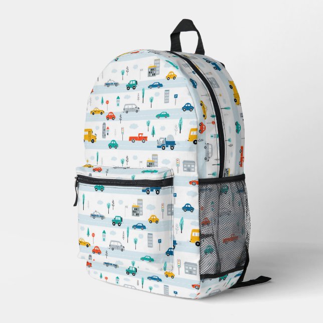 Cute Highway Vehicle Pattern Printed Backpack (Back Corner Right)