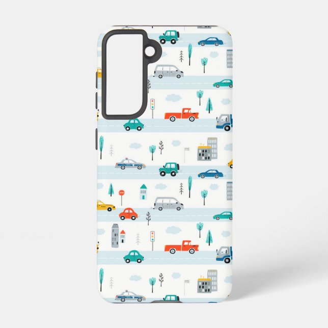 Cute Highway Vehicle Pattern Samsung Galaxy S21 Case (Back)
