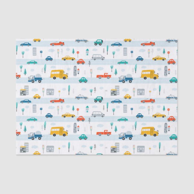 Cute Highway Vehicle Pattern Tissue Paper (Front)