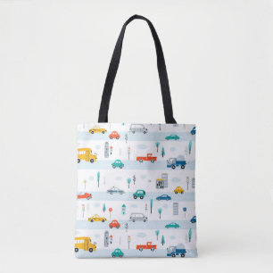 Cute Highway Vehicle Pattern Tote Bag