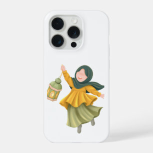 Cute Hijabi Girl with Lantern Illustration iPhone 15 Pro Case