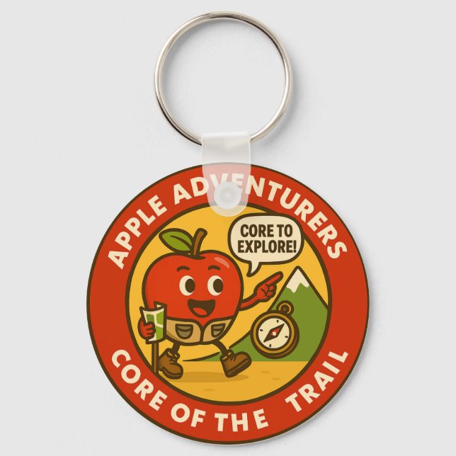 Cute Hiking Apple Outdoor Explorer Gear Key Ring (Front)