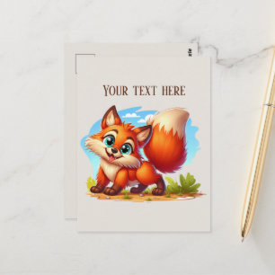 Cute hiking fox lovers customisable postcard