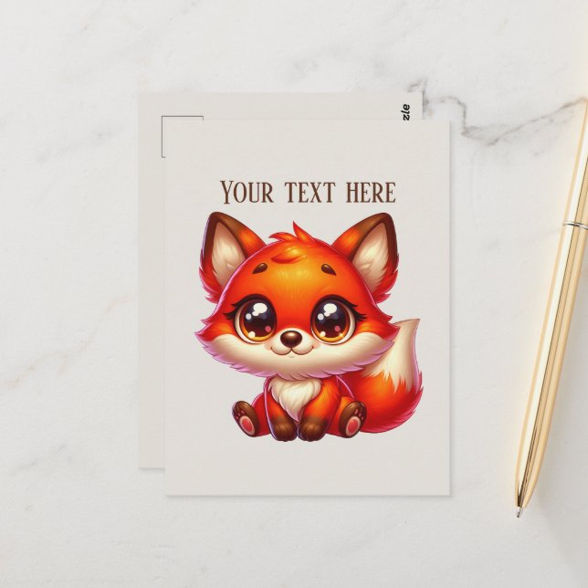 Cute hiking fox lovers customisable  postcard (Front/Back In Situ)