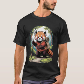 Cute Hiking Red Panda Backpacking Adventure in Nat T-Shirt