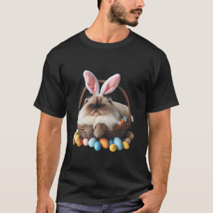 Cute Himalayan Cat Easter Egg Hunt Owner Bunny Ear T-Shirt