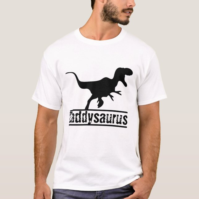 cute hip customizable Daddysaurus Family Dinosaur T-Shirt (Front)