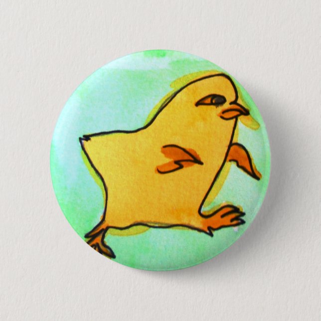 Cute hip Easter chick retro illustration 6 Cm Round Badge (Front)