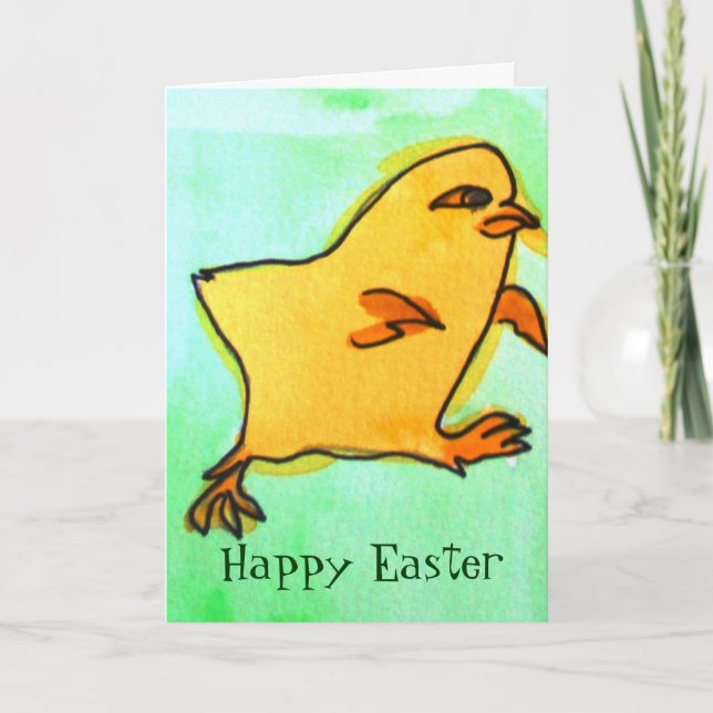 Cute hip Easter chick retro illustration Holiday Card (Front)