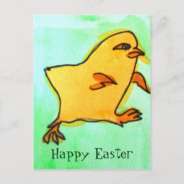 Cute hip Easter chick retro illustration Holiday Postcard (Front)