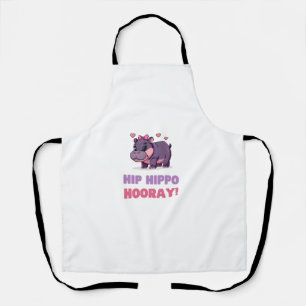 Cute HIP HIPPO HOORAY MOO DENG Cartoon Animal Adve Apron