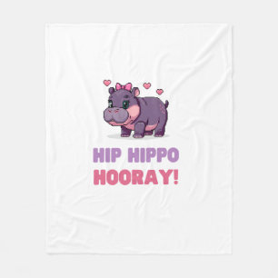Cute HIP HIPPO HOORAY MOO DENG Cartoon Animal Adve Fleece Blanket