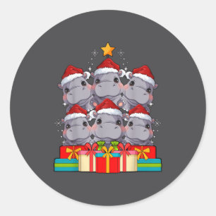 Cute Hip Le Hiptamus Christmas Tree Xmas Hat  Classic Round Sticker