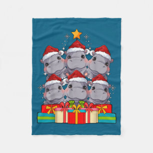 Cute Hip Le Hiptamus Christmas Tree Xmas Hat Fleece Blanket