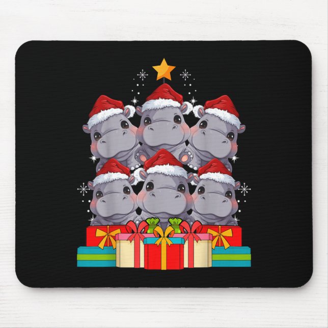 Cute Hip Le Hiptamus Christmas Tree Xmas Hat  Mouse Mat (Front)