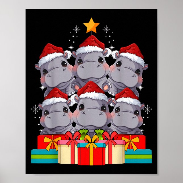 Cute Hip Le Hiptamus Christmas Tree Xmas Hat  Poster (Front)