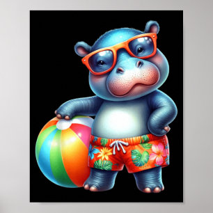 Cute Hip Summer Vacation Beach Ball Poster