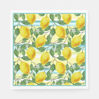 Cute Hip Tropical Summer Lemon Fruit Art Pattern Napkin