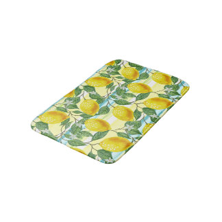 Cute Hip Tropical Summer Lemon Fruit Pattern Bath Mat