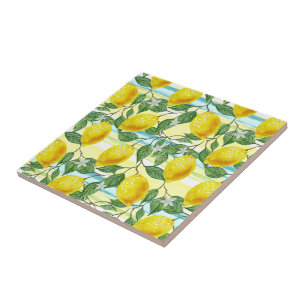 Cute Hip Tropical Summer Lemon Fruit Pattern Tile