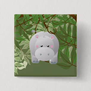 Cute Hipo Jungle Animals Party Button