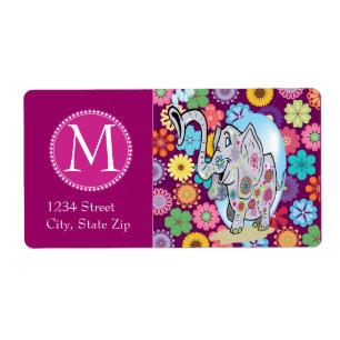 Cute Hippie Elephant with Colourful Flowers