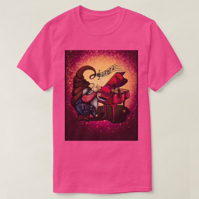 Cute hippie gnome playing music on the piano Graph T-Shirt (Design Front)