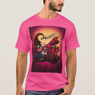 Cute hippie gnome playing music on the piano Graph T-Shirt