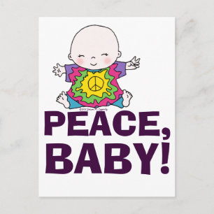 Cute Hippie / Hippy Tie Dye Peace Baby Postcard