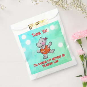 Cute Hippo 3rd Birthday Pool Party Favour Bags